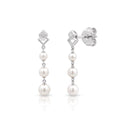925 Sterling Silver Triple Pearl Drop Stud Earrings