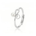 925 Sterling Silver Freshwater Pearl Infinity Heart Adjustable Ring