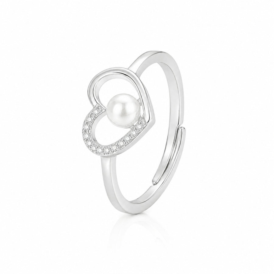 925 Sterling Silver Pearl Heart Ring