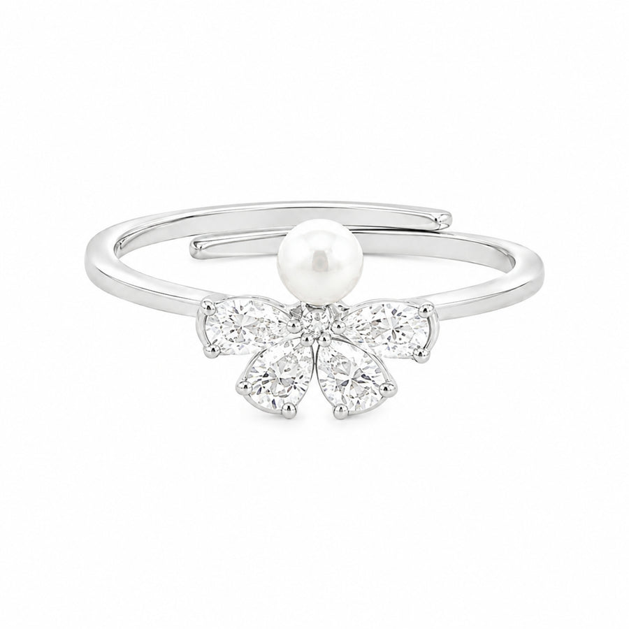 925 Sterling Silver Freshwater Pearl Bow Ring