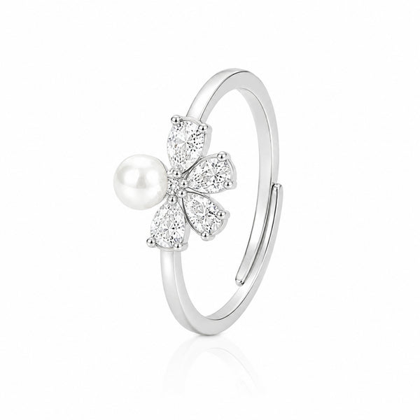 925 Sterling Silver Freshwater Pearl Bow Ring