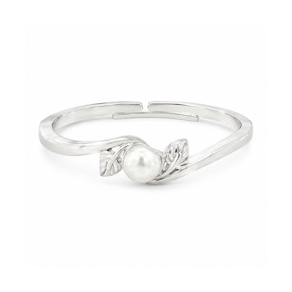 925 Sterling Silver Freshwater Pearl Leaf Ring