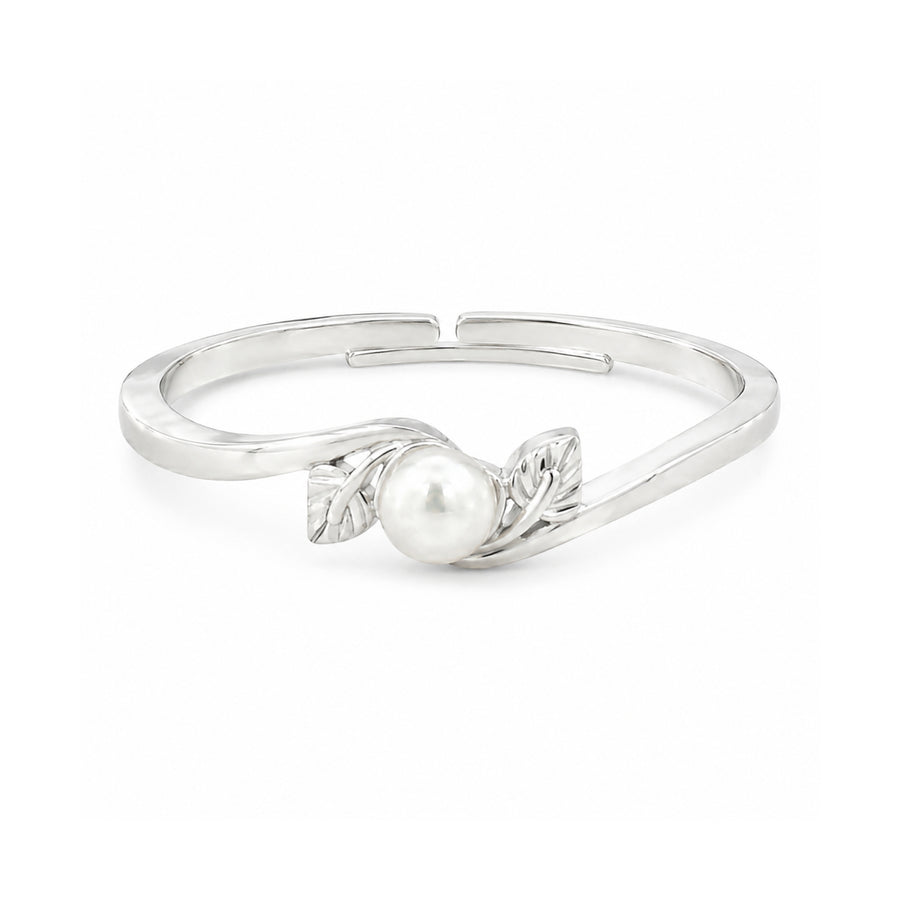 925 Sterling Silver Freshwater Pearl Leaf Ring