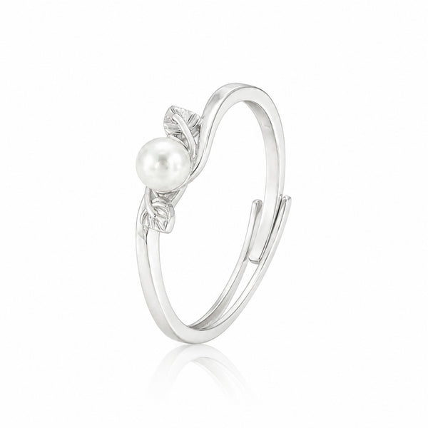 925 Sterling Silver Freshwater Pearl Leaf Ring