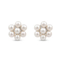 925 Sterling Silver Floral Pearl Cluster Stud Earrings