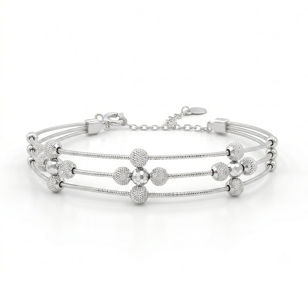 The Contemporary Triple-Strand Sphere Silver Kada