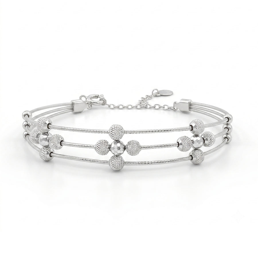 The Contemporary Triple-Strand Sphere Silver Kada