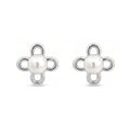925 Sterling Silver Four-Petal Pearl Blossom Stud Earrings