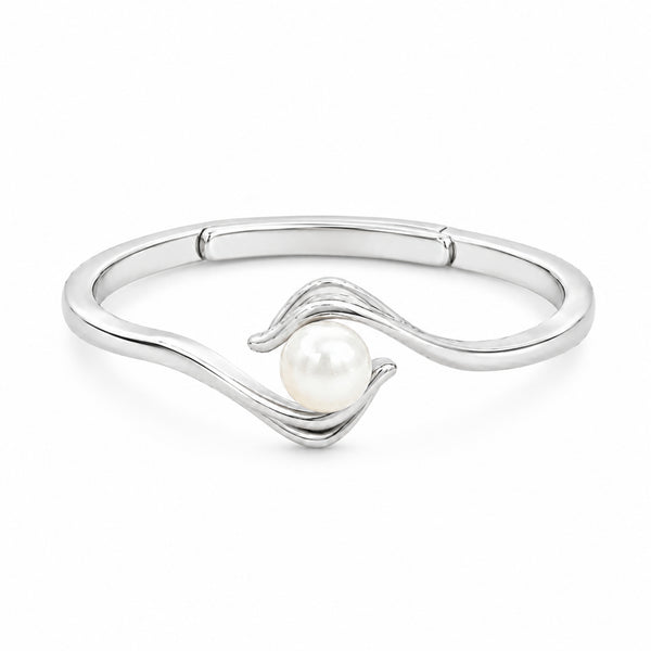 925 Sterling Silver Wave Pearl Adjustable Ring