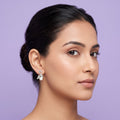 Sterling Silver Leaf & Ribbon Freshwater Pearl Stud Earrings