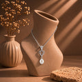 925 Sterling Silver Open Heart Pearl Drop Pendant – Elegant Dangle Pearl Charm