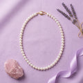 Elegant White Freshwater Pearl Necklace – 20-Inch 5 mm Classic Pearl Strand with Gold-Tone Pearl Clasp