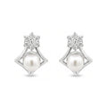 925 Silver Floral Cluster Freshwater Pearl Stud Earrings