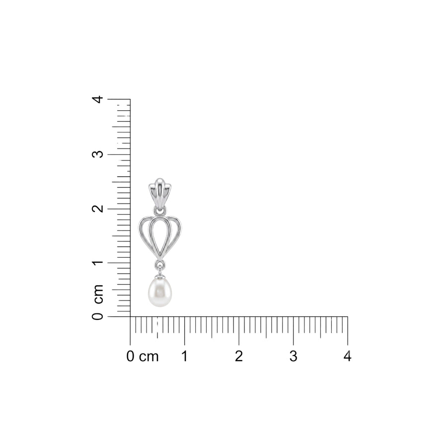 925 Sterling Silver Open Heart Pearl Drop Pendant – Elegant Dangle Pearl Charm