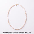 Elegant White Freshwater Kalgi Pearl Necklace – 20-Inch 4–5 mm Genuine Pearl Strand with Gold-Tone Pearl Clasp