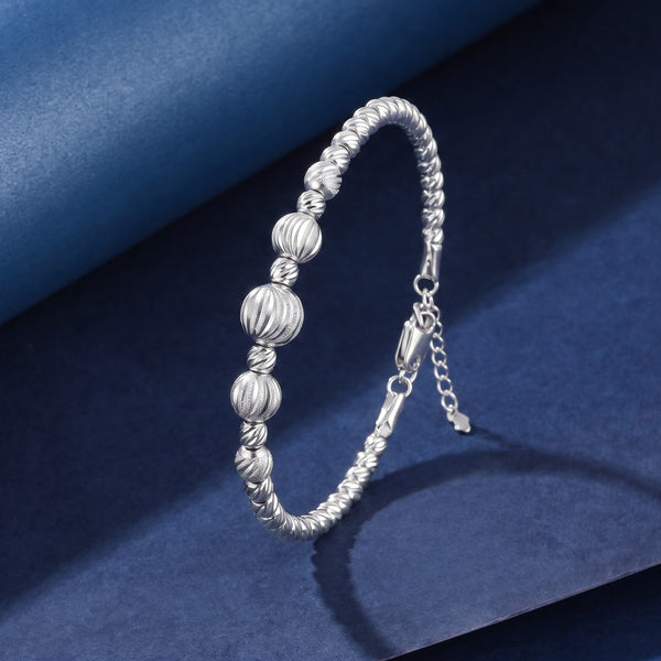 The Contemporary Textured Sphere Silver Kada
