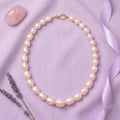 Elegant White Freshwater Kalgi Pearl Necklace – 18-Inch Genuine Baroque Pearl Strand with Gold-Tone Clasp