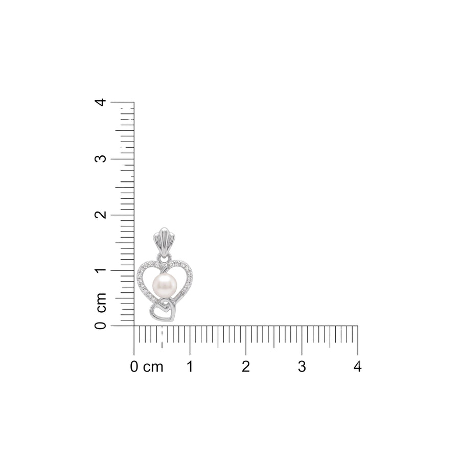 925 Sterling Silver Heart Pearl Pendant – CZ Heart Pearl Charm | Elegant Romantic Jewelry