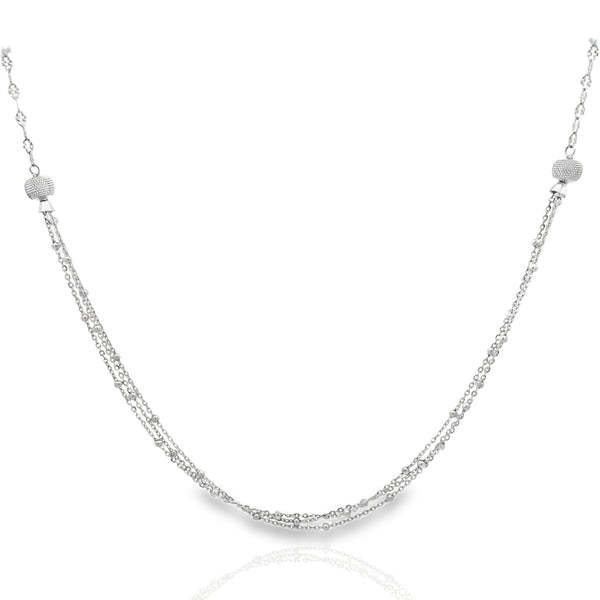 925 Silver Multi-Layer Chain Necklace – Elegant Minimalist Layered Beaded Necklace for Women