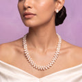 Elegant White Freshwater Kalgi Pearl Necklace – 20-Inch Double-Strand Genuine Pearl Necklace with Gold-Tone Clasp