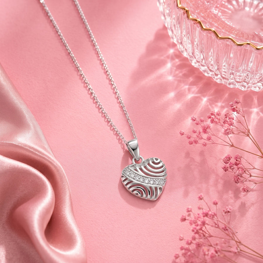 925 Sterling Silver CZ Heart Pendant