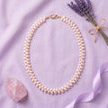 Elegant White Freshwater Kalgi Pearl Necklace – 20-Inch Double-Strand Genuine Pearl Necklace with Gold-Tone Clasp