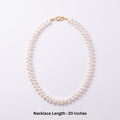 Elegant White Freshwater Kalgi Pearl Necklace – 20-Inch Double-Strand Genuine Pearl Necklace with Gold-Tone Clasp