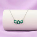 925 Silver Emerald Floral Pendant Necklace – Elegant Green Stone Flower Necklace for Women
