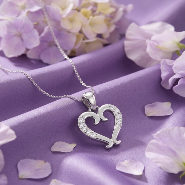 925 Sterling Silver Open Heart CZ Pendant