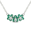 925 Silver Emerald Floral Pendant Necklace – Elegant Green Stone Flower Necklace for Women