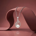 925 Sterling Silver Pearl Teardrop Pendant – Elegant Openwork Pearl Charm