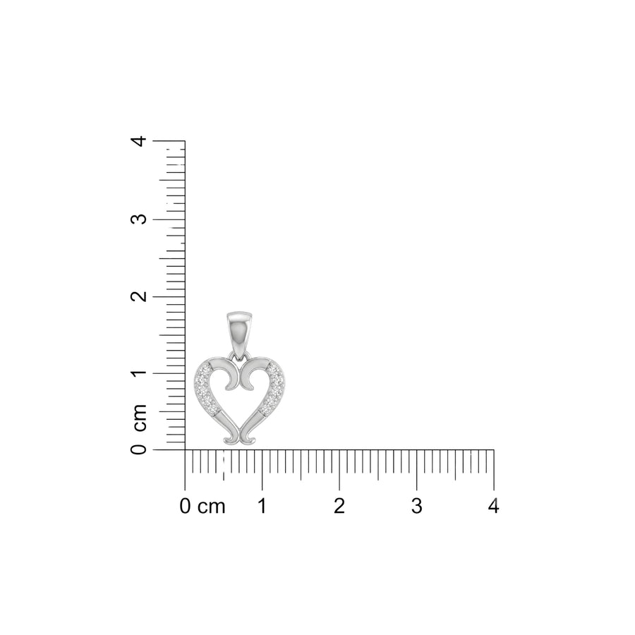 925 Sterling Silver Open Heart CZ Pendant