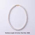 Elegant White Freshwater Pearl Necklace – 8MM Genuine Round Pearl Necklace, 18-Inch Classic Pearl Jewelry for Women