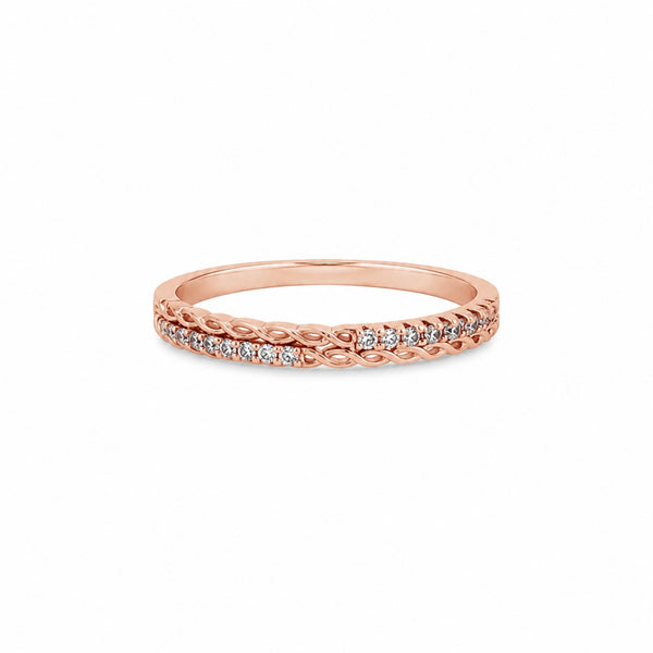925 Sterling Silver Rose Gold Infinity Twist Band Ring