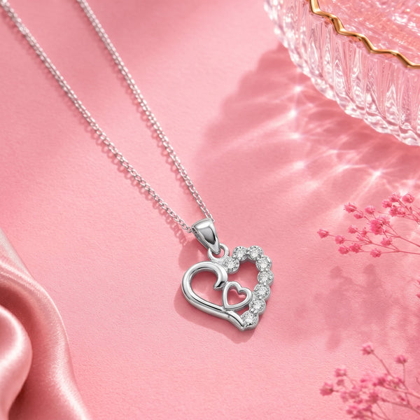 925 Sterling Silver Triple Heart CZ Pendant