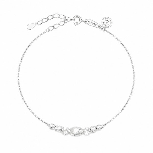 925 Sterling Silver Filigree Center Bead Bracelet | Delicate Adjustable Chain Bracelet for Women