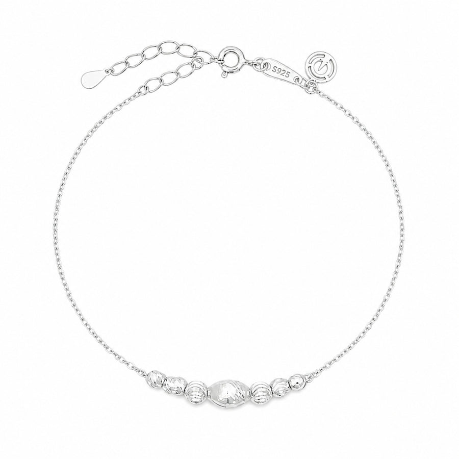 925 Sterling Silver Filigree Center Bead Bracelet | Delicate Adjustable Chain Bracelet for Women