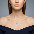 925 Silver Mother of Pearl Pendant Necklace – Minimalist Rectangular Charm with Emerald Cut Stone
