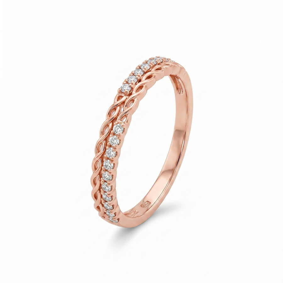 925 Sterling Silver Rose Gold Infinity Twist Band Ring