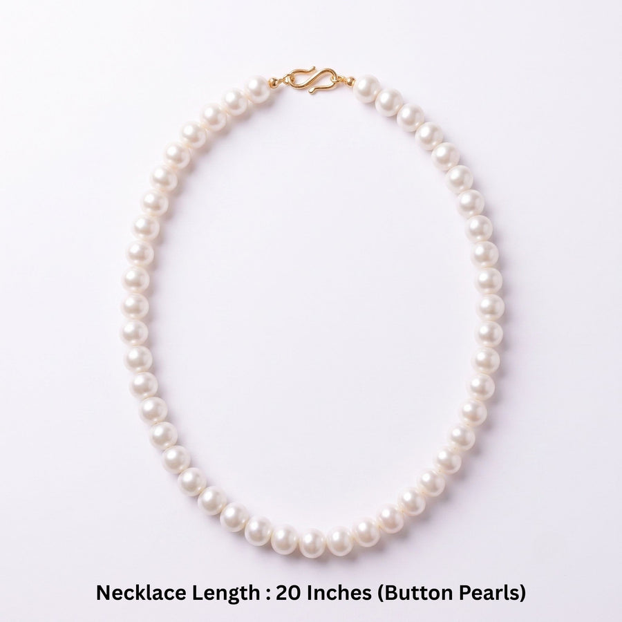 Elegant 20-Inch White Button Freshwater Pearl Necklace