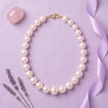 Elegant Graduated Round Pearl Necklace – 18 Inch White Pearl Mala (11–13 MM) with Gold-Tone Clasp | Classic Statement Pearl Necklace for Women