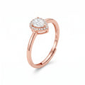 925 Sterling Silver Rose Gold Pear Halo Adjustable Ring