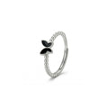 925 Sterling Silver Black Butterfly Adjustable Ring