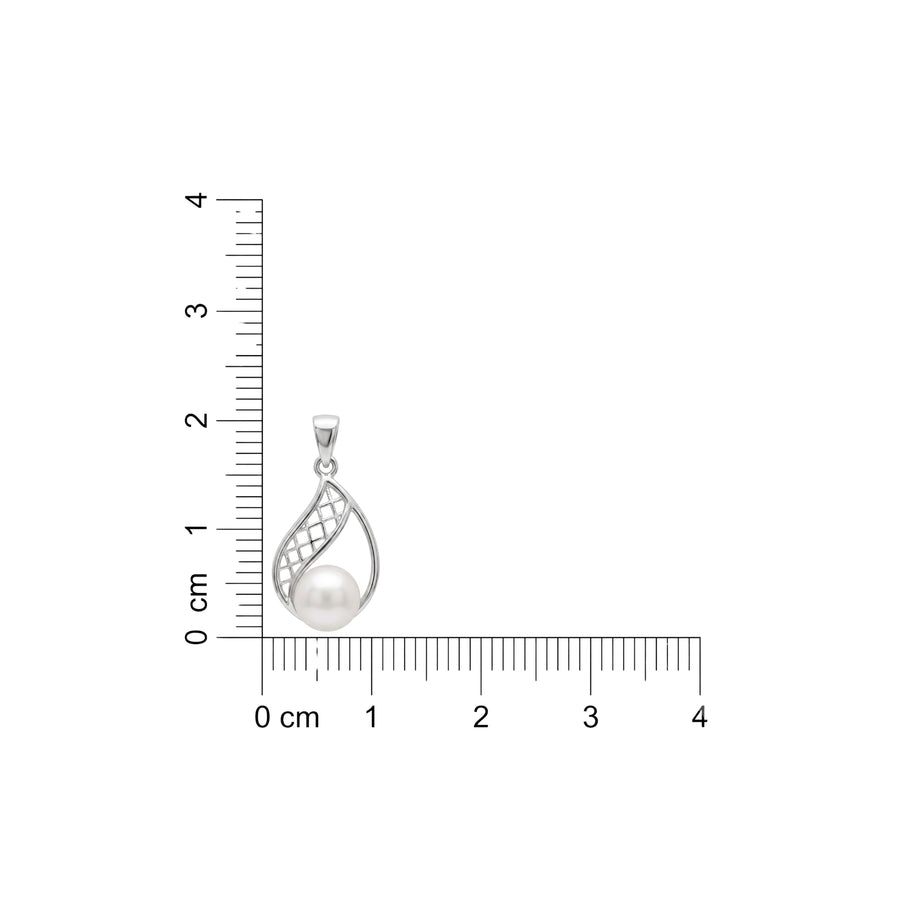 925 Sterling Silver Pearl Teardrop Pendant – Elegant Openwork Pearl Charm