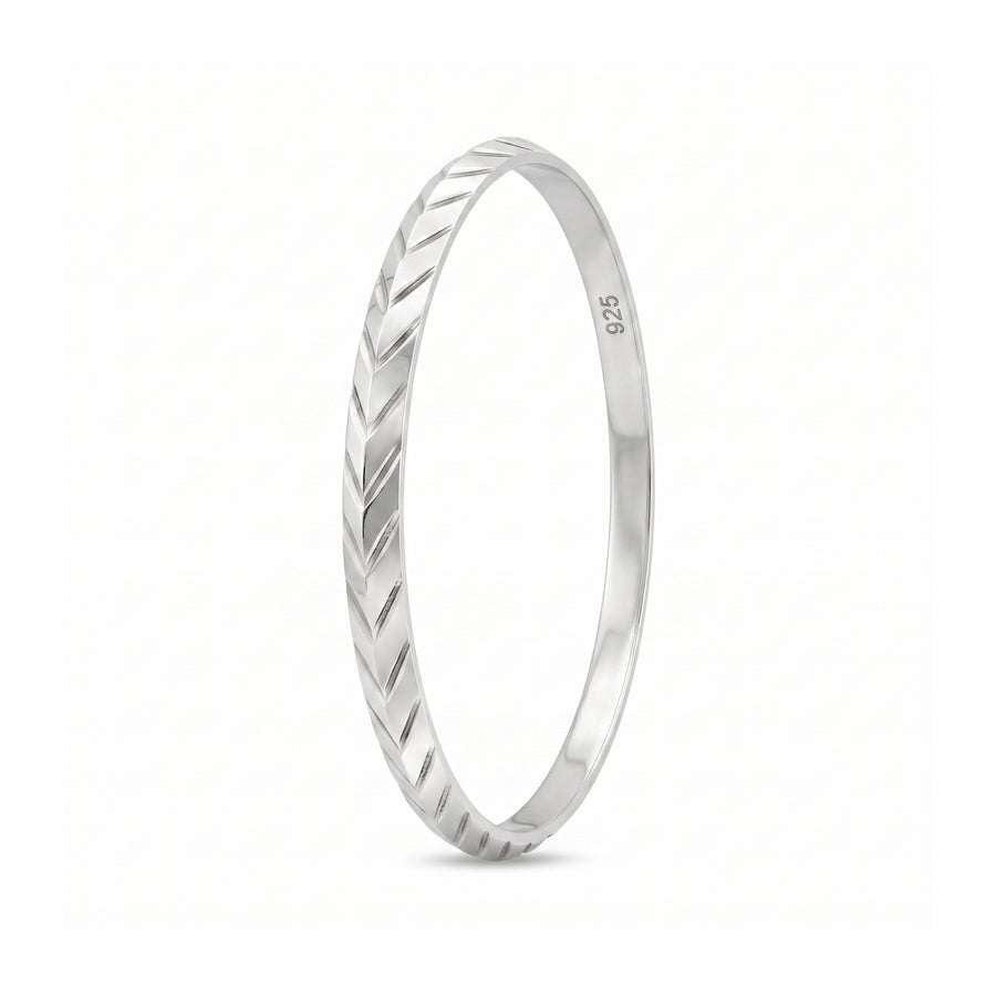 925 Sterling Silver Men’s Sardar Kada – Chevron Engraved Bangle, Size 2-14