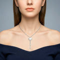925 Silver Heart Pendant Necklace with Star Tassel – Romantic Drop Charm Design