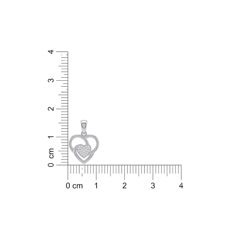 925 Sterling Silver Interlocking Heart CZ Pendant