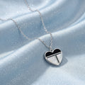 925 Silver Geometric Heart Pendant Necklace – Mother of Pearl & Enamel Minimalist Design