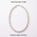 10 MM Round Pearl Mala Necklace for Women – 18 Inch White Pearl Necklace with Gold-Tone Clasp