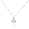 925 Silver Clover Pendant Necklace – Textured Floral Charm Minimalist Jewelry